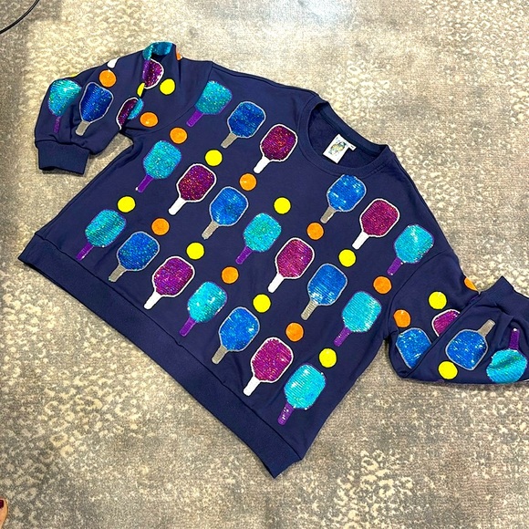 Queen Tops - PICKLE BALL NWOT SWEATSHIRT VERY FLASHY SIZE M